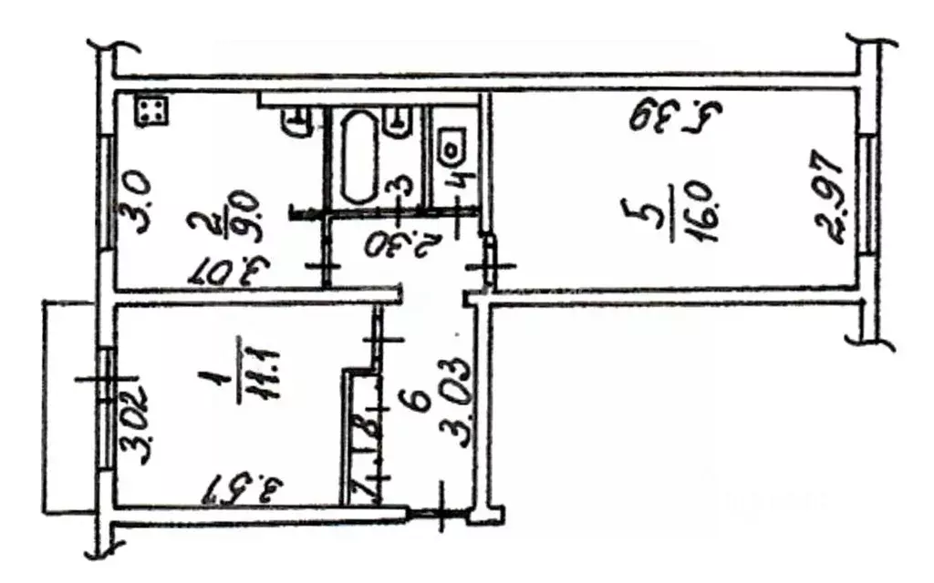 2-к кв. Архангельская область, Северодвинск Первомайская ул., 58 (47.3 ... - Фото 2