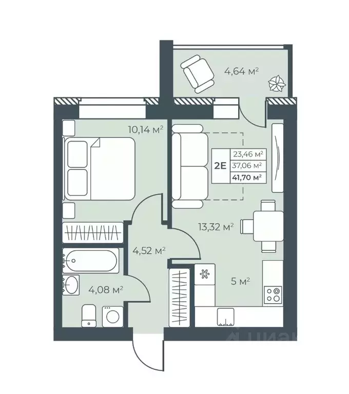 2-к кв. Нижегородская область, Выкса инженера Шухова кв-л,  (41.7 м) - Фото 1