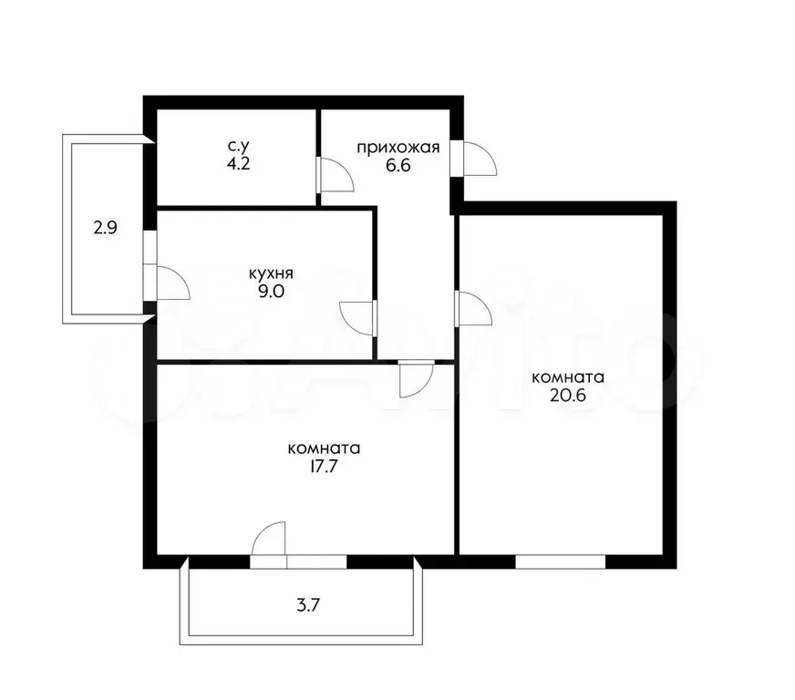 2-к. квартира, 63 м, 4/5 эт. - Фото 0