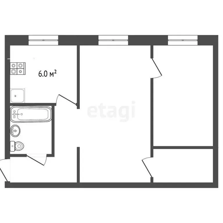 2-комнатная квартира: Батайск, улица Луначарского, 176 (44 м) - Фото 0