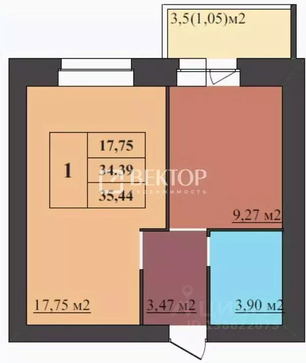 1-к кв. Ярославская область, Ярославль ул. Строителей, 21 (35.44 м) - Фото 2