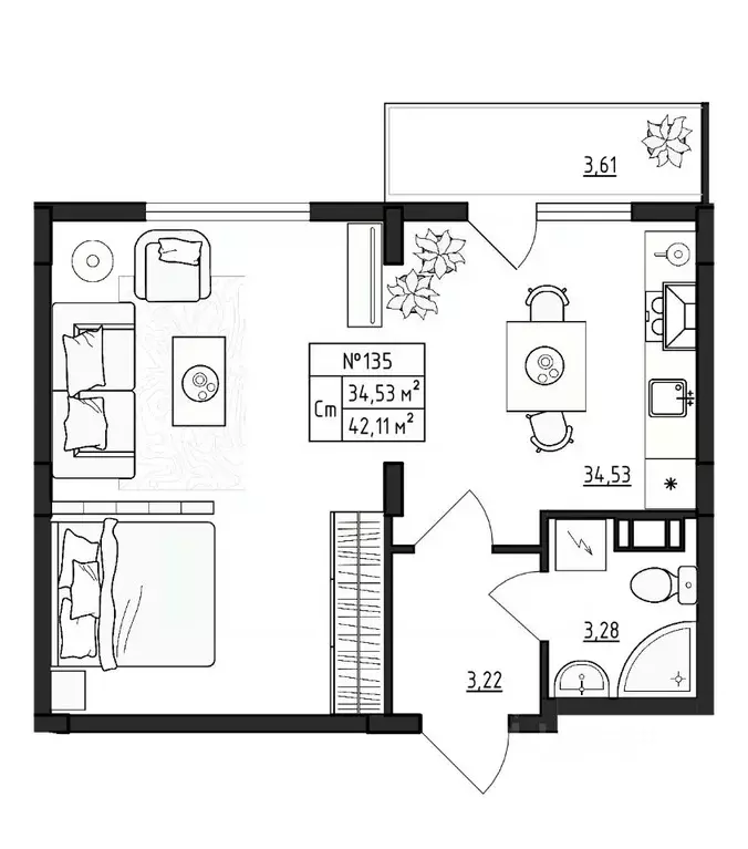 1-к кв. Ленинградская область, Гатчинский муниципальный округ, д. ... - Фото 1