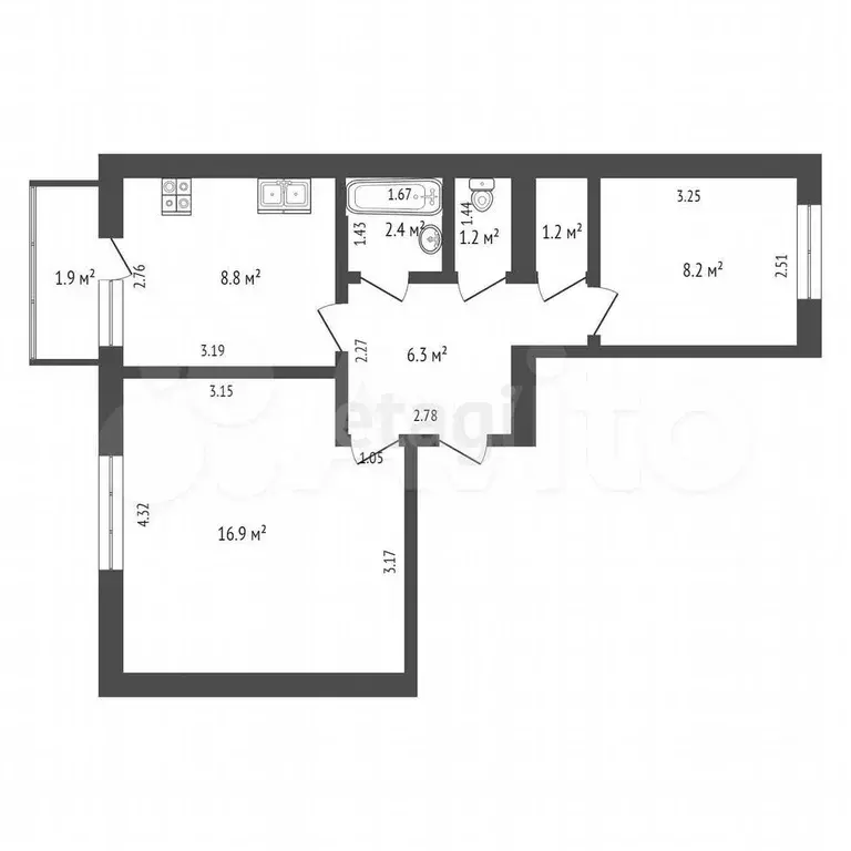 2-к. квартира, 47 м, 5/5 эт. - Фото 0