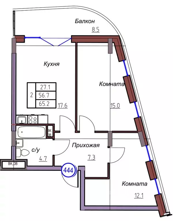 2-к кв. Калининградская область, Светлогорск  (65.2 м) - Фото 1