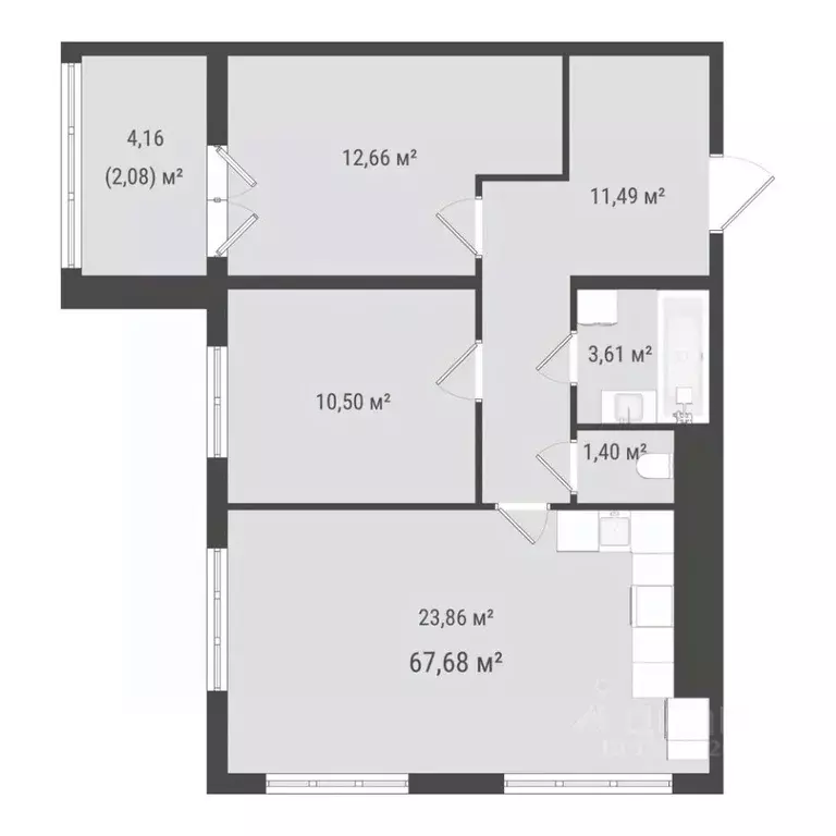 2-к кв. Сахалинская область, Южно-Сахалинск ул. Ленина (65.6 м) - Фото 1