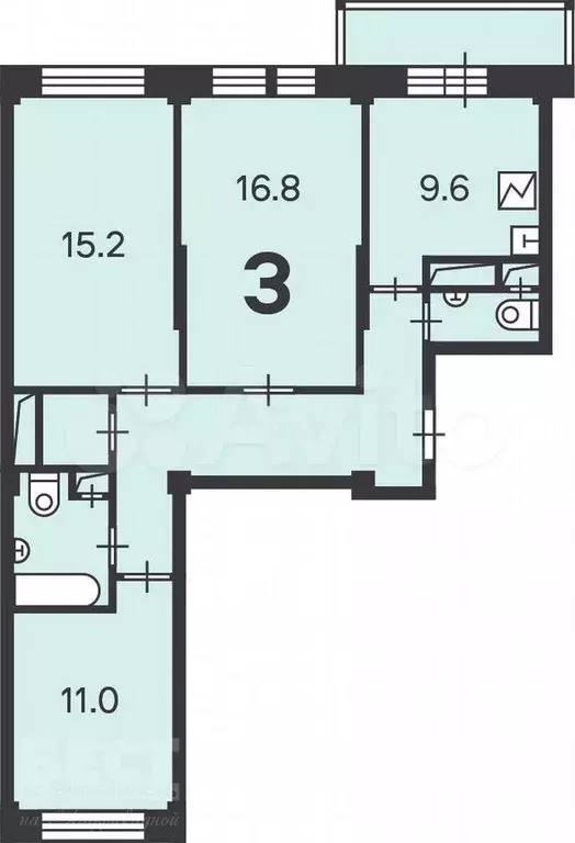 Аукцион: 3-к. квартира, 72,1 м, 7/9 эт. - Фото 0