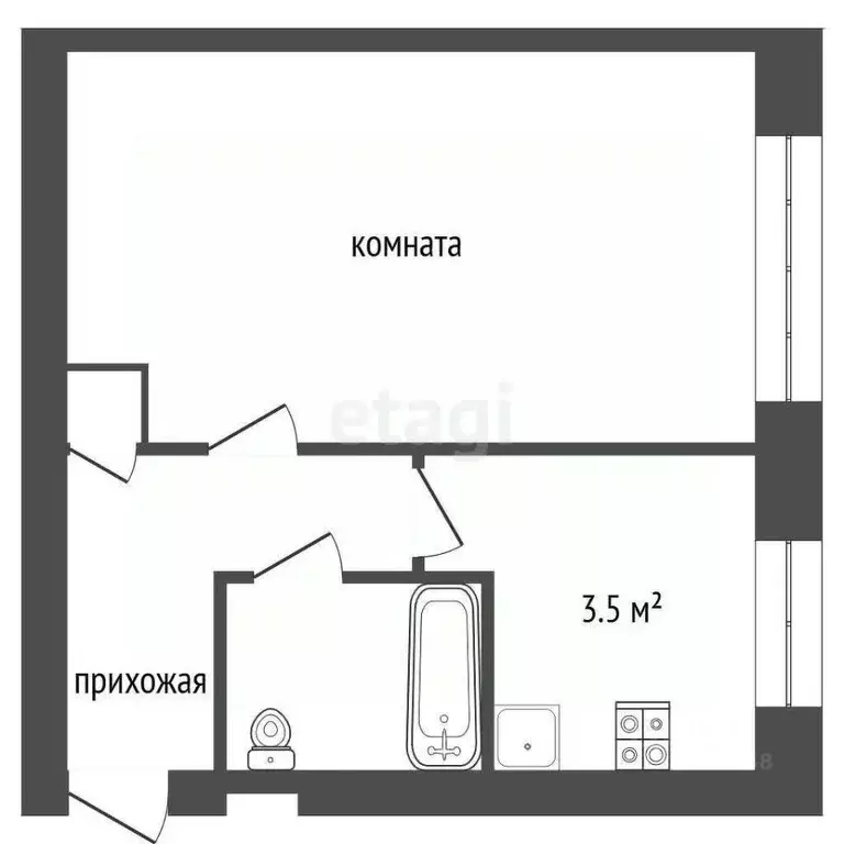 Студия Пермский край, Чернушка ул. Нефтяников, 12А (28.4 м) - Фото 1