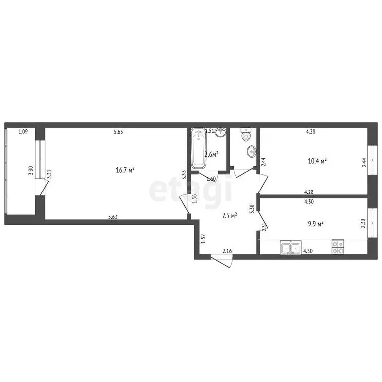 2-комнатная квартира: Орёл, Выставочная улица, 33 (50.5 м) - Фото 1