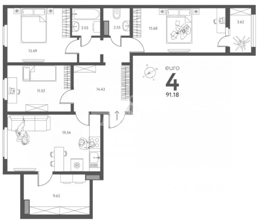 4-к кв. Липецкая область, Липецк ул. Перова, 2Д (91.18 м) - Фото 1