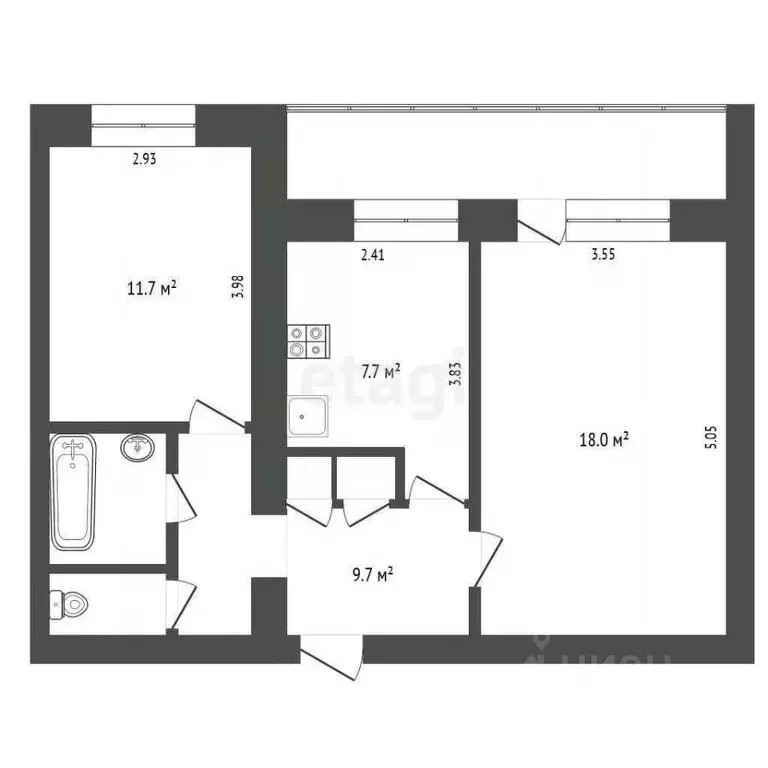 2-к кв. Орловская область, Орел Костомаровская ул., 3 (49.5 м) - Фото 2