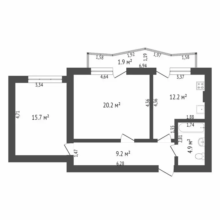 2-комнатная квартира: Калининград, улица Николая Карамзина, 38 (54 м) - Фото 0