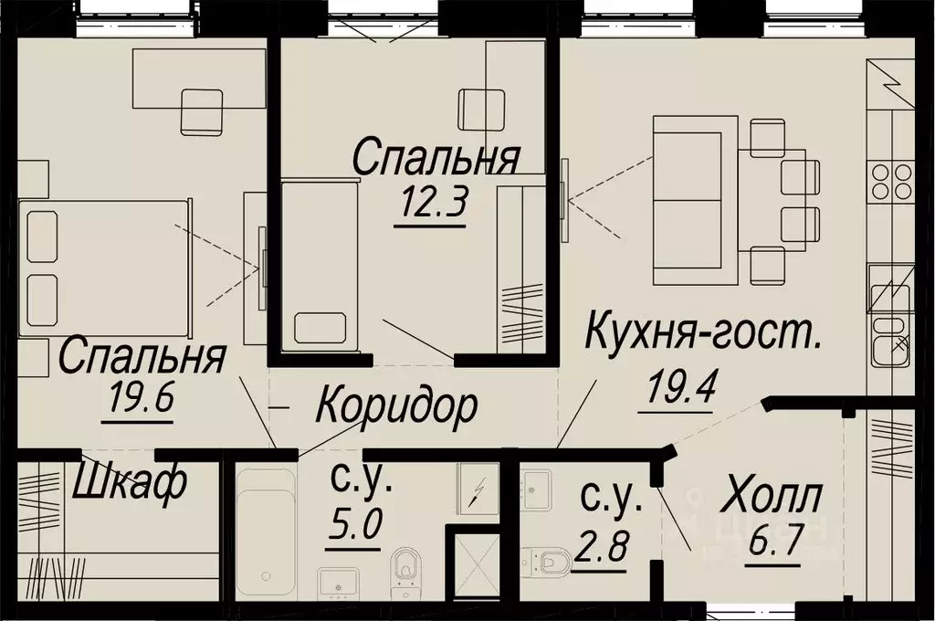 2-к кв. Санкт-Петербург наб. Реки Карповки, 27 (69.2 м) - Фото 0