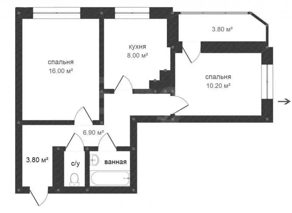 2-комнатная квартира: Абакан, улица Богдана Хмельницкого, 159 (49 м) - Фото 1