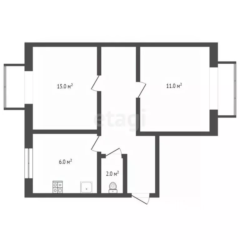 2-к кв. Крым, Саки ул. Курортная (43.3 м) - Фото 1