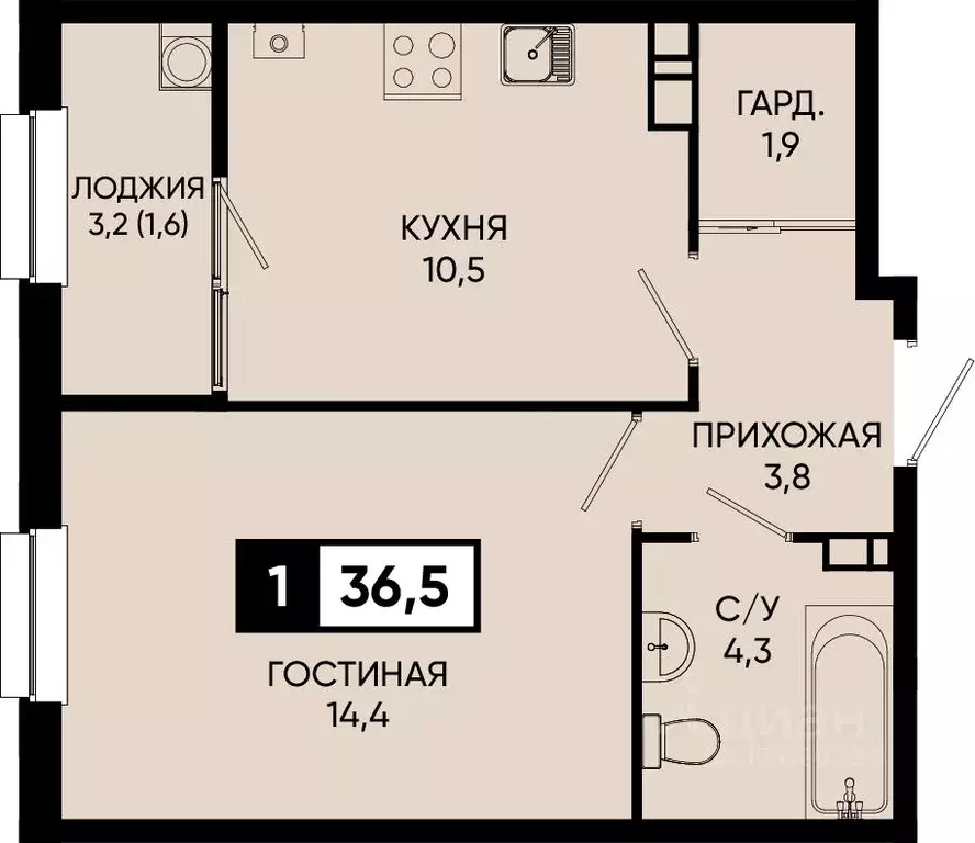 1-к кв. Ставропольский край, Кисловодск городской округ, пос. ... - Фото 0