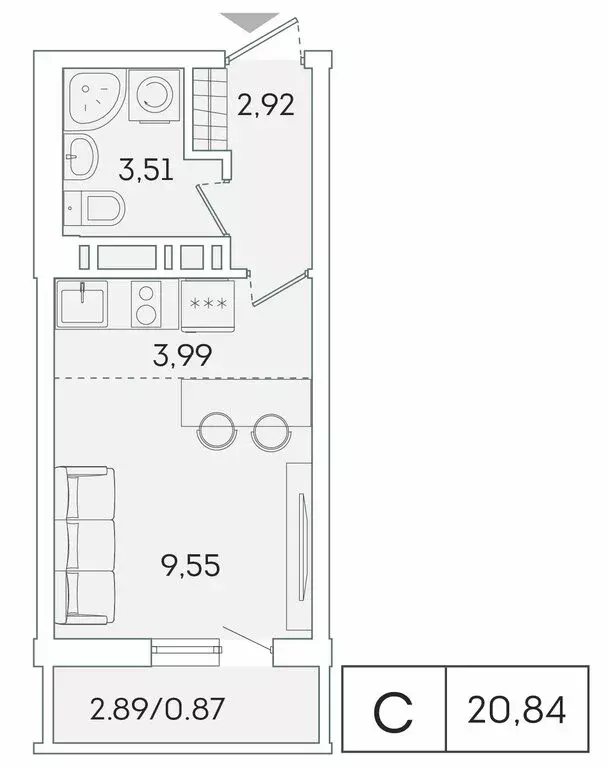 Квартира-студия: Мурино, Графская улица, 6к1 (20 м) - Фото 0