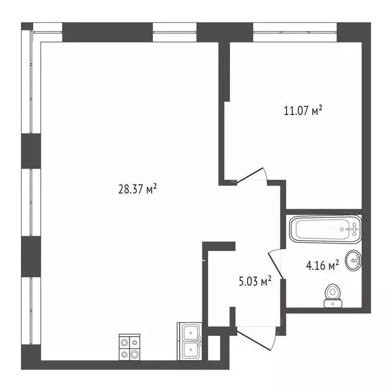 2-к кв. Тюменская область, Тюмень ул. Новоселов, 90 (48.63 м) - Фото 2