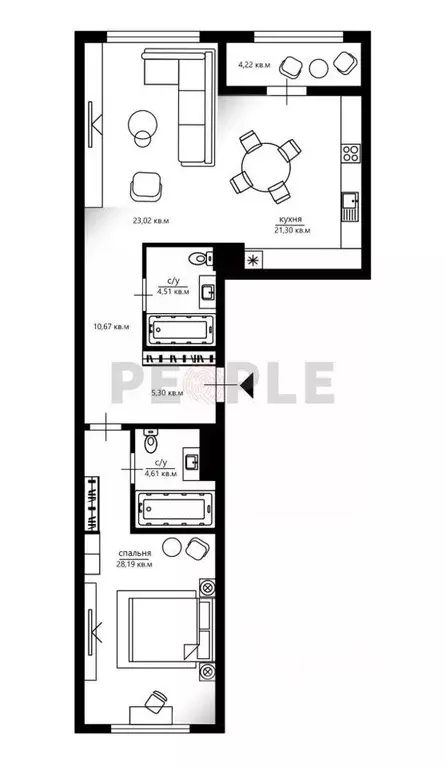 Квартира, 3 комнаты, 99.7 м - Фото 1