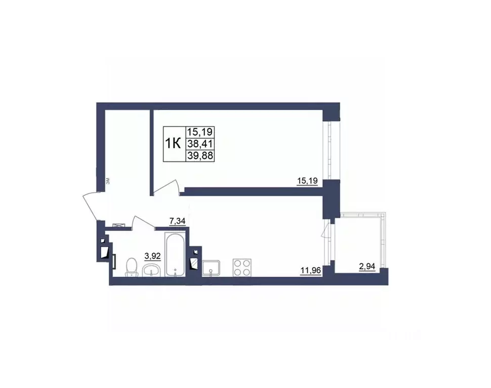 1-к кв. Башкортостан, Уфа Космос жилой комплекс, лит1 (39.96 м) - Фото 1