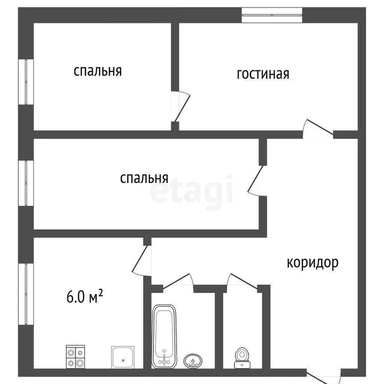 Квартира, 3 комнаты, 54 м - Фото 1