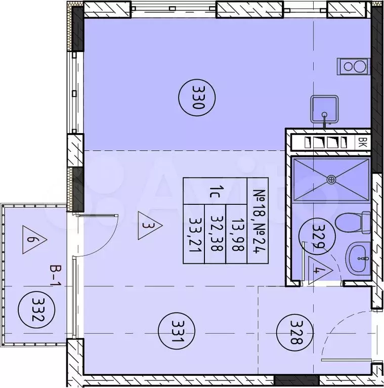 Квартира-студия, 27,5 м, 3/4 эт. - Фото 0