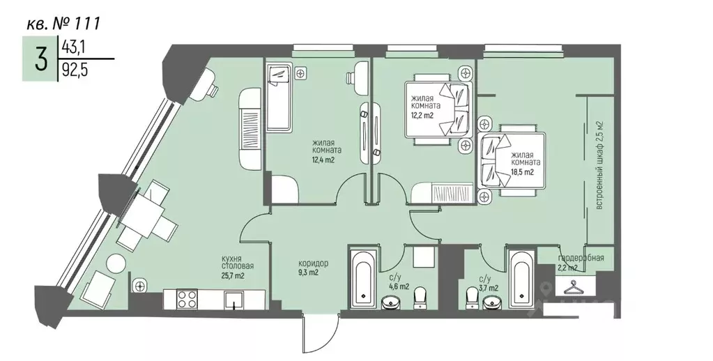 3-к кв. Нижегородская область, Нижний Новгород Спортивный мкр, ... - Фото 1