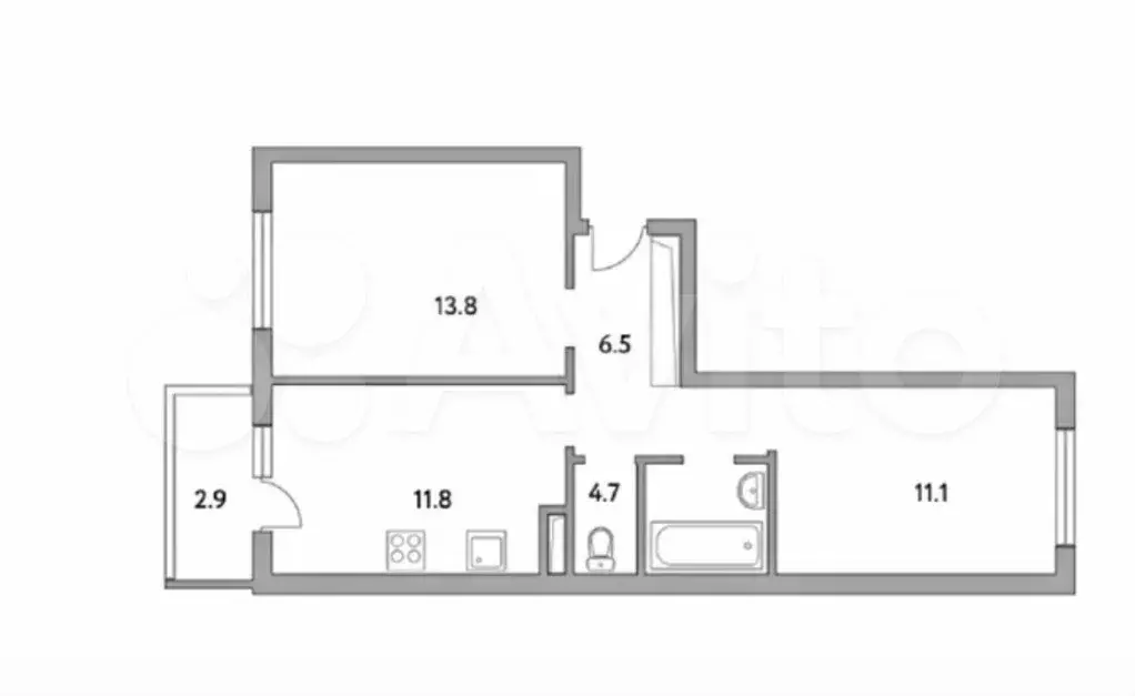 2-к. квартира, 55 м, 3/6 эт. - Фото 0