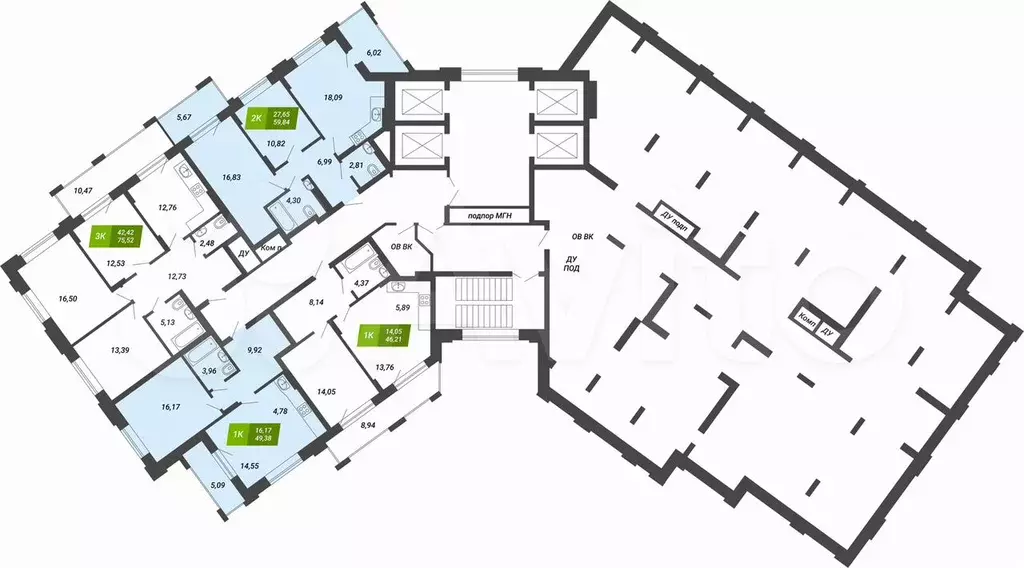 3-к. квартира, 75,5 м, 27/28 эт. - Фото 1