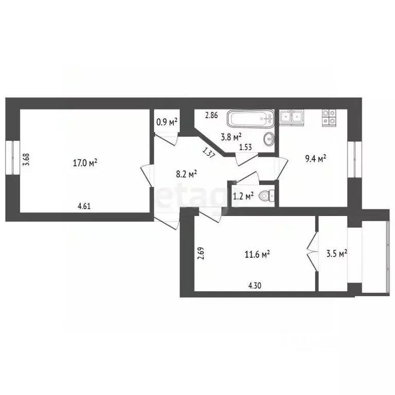 2-к кв. Севастополь ул. Мачтовая, 4 (54.7 м) - Фото 2