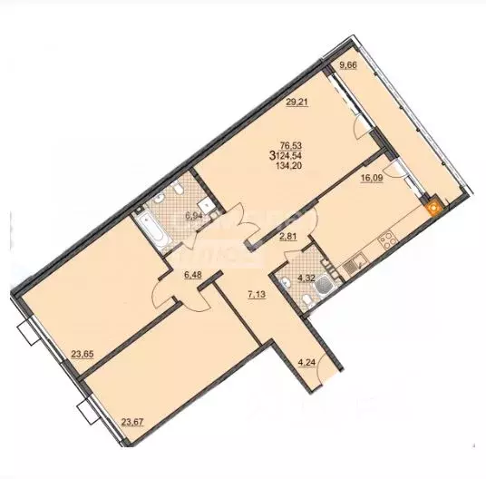 3-к кв. Курская область, Курск ул. Володарского, 50к1 (135.0 м) - Фото 1