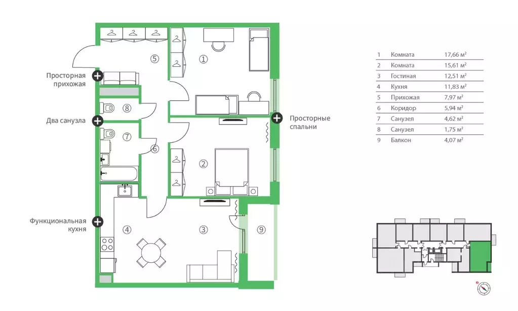 3-к кв. Карелия, Петрозаводск ул. Брестская, 6 (81.96 м) - Фото 1