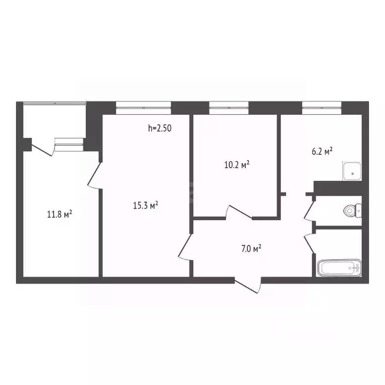 3-к кв. Красноярский край, Красноярск Красномосковская ул., 34 (53.0 ... - Фото 2