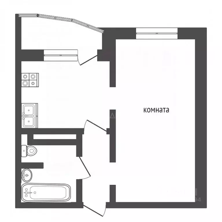 1-к кв. Тюменская область, Тюмень ул. Федюнинского, 58к1 (40.9 м) - Фото 2
