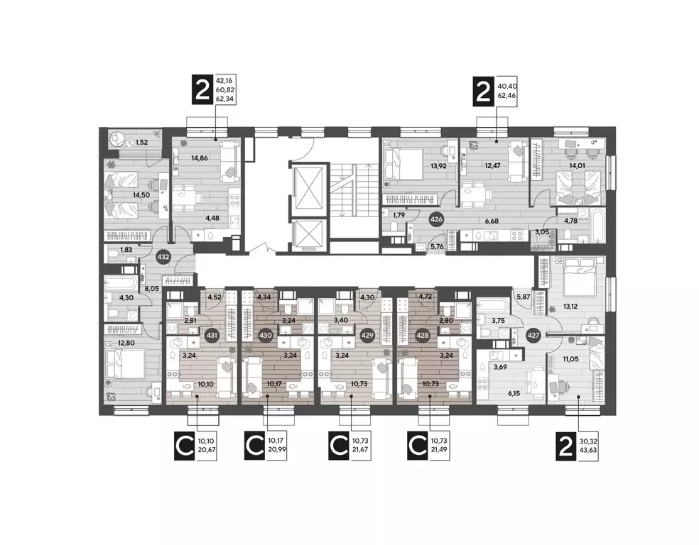 2-к кв. Московская область, Пушкино Публицист жилой комплекс (43.63 м) - Фото 2