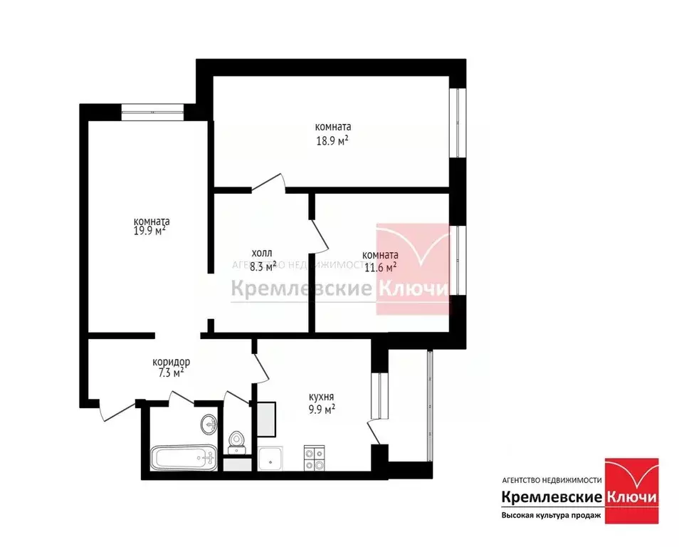 3-к кв. Московская область, Люберцы 116-й кв-л, к12 (81.0 м) - Фото 2
