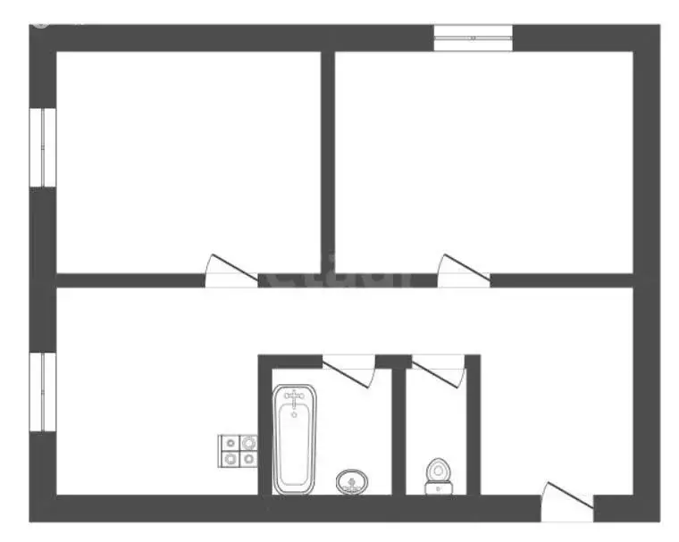 2-комнатная квартира: посёлок городского типа Грибановский, ... - Фото 1