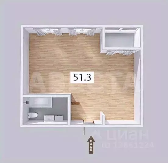 Свободной планировки кв. Омская область, Омск ул. Крупской, 13А (56.0 ... - Фото 1