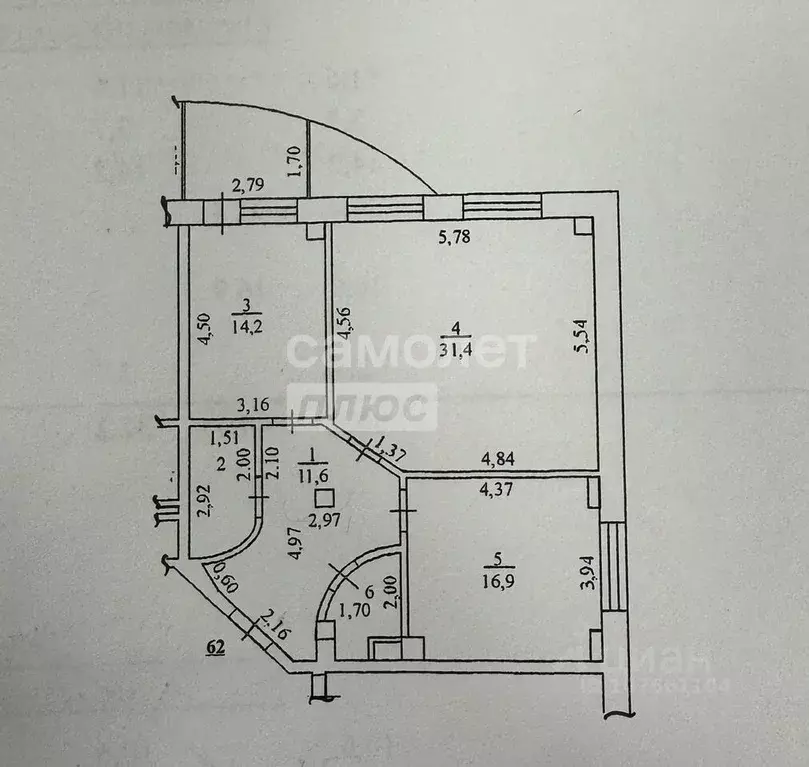 2-к кв. Липецкая область, Липецк ул. Калинина, 1Б (80.5 м) - Фото 2