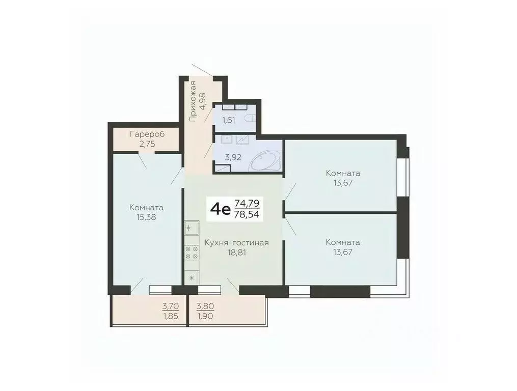 4-к кв. Воронежская область, Воронеж Ленинградская ул., 118А (78.54 м) - Фото 0