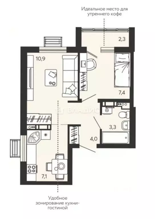 1-к кв. Пензенская область, Пенза Новелла жилой комплекс, с2 (34.9 м) - Фото 2