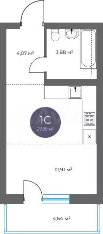 Квартира-студия, 27,3 м, 3/16 эт. - Фото 0