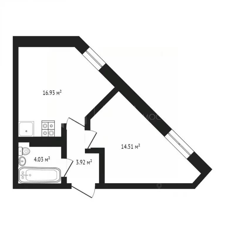1-к кв. Тюменская область, Тюмень Ставропольская ул., 160 (40.0 м) - Фото 2