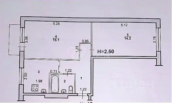 2-к кв. Волгоградская область, Волжский ул. Машиностроителей, 9 (43.5 ... - Фото 2