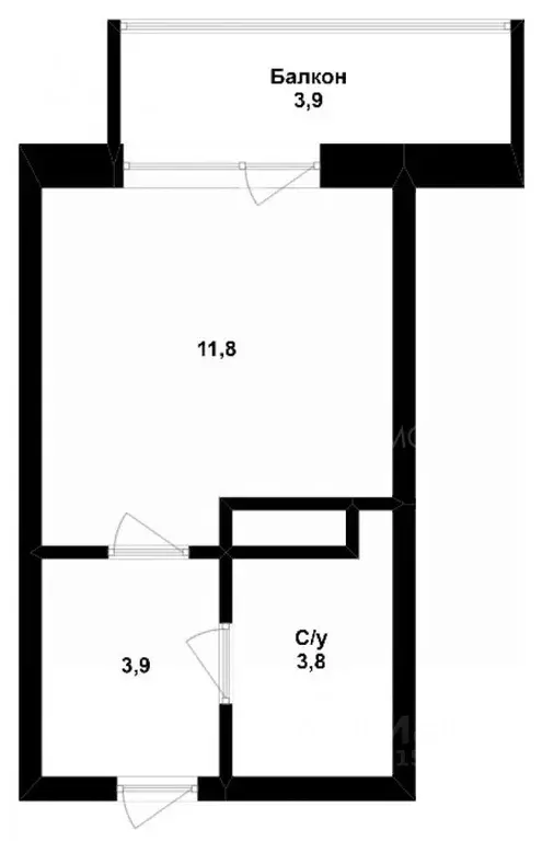 Студия Тюменская область, Тюмень ДОК мкр, ул. Ботаническая, 1к1 (19.6 ... - Фото 2