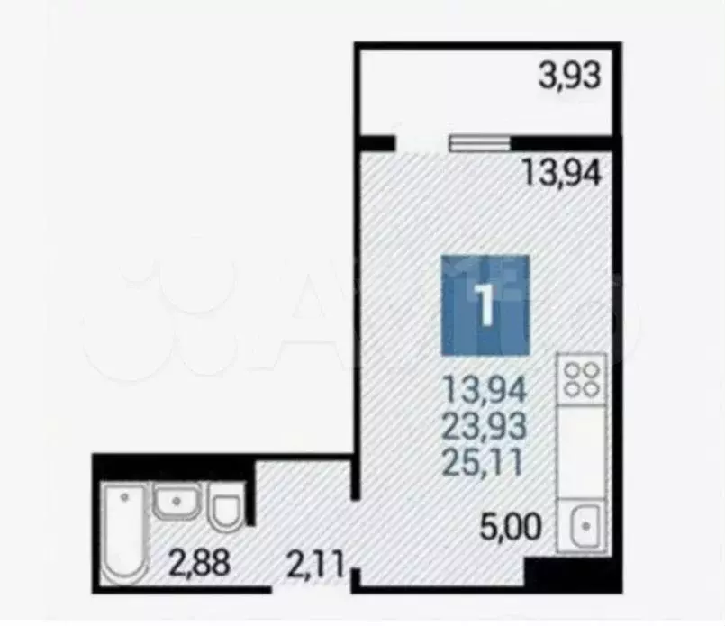Квартира-студия, 28 м, 6/17 эт. - Фото 0