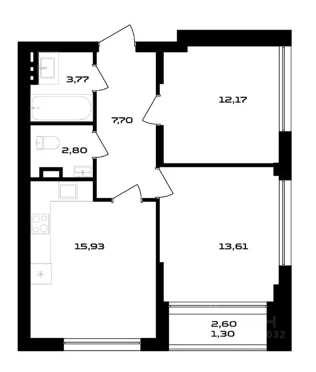 2-к кв. Воронежская область, Воронеж ул. Ольминского, 4 (55.98 м) - Фото 1