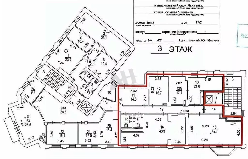 Офис в Москва ул. Большая Якиманка, 17/2С1 (215 м) - Фото 2