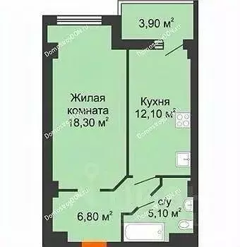 1-к кв. Ростовская область, Ростов-на-Дону ул. Мечникова, 39Б (46.0 м) - Фото 1