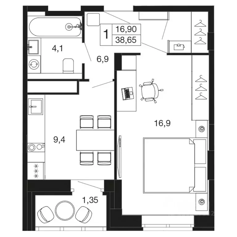 1-к кв. Московская область, Апрелевка Наро-Фоминский городской округ, ... - Фото 1