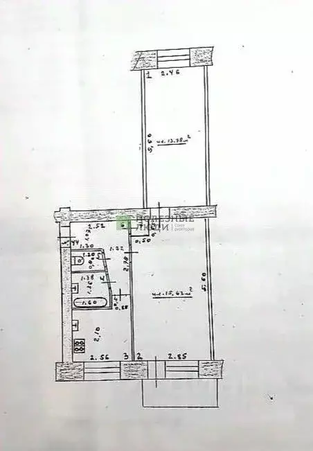 2-к кв. Татарстан, Зеленодольск Столичная ул., 13 (44.0 м) - Фото 2